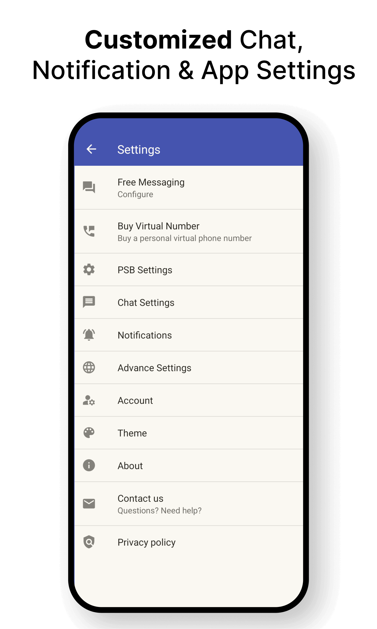 Customized Chat, Notification & App Settings