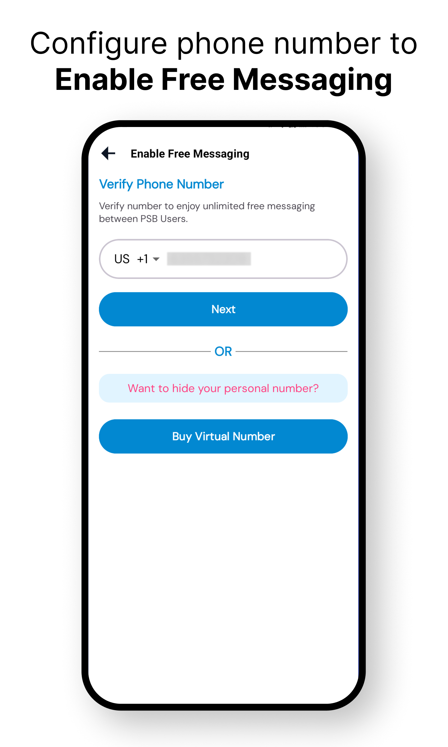 Configure phone number to Enable Free Messaging