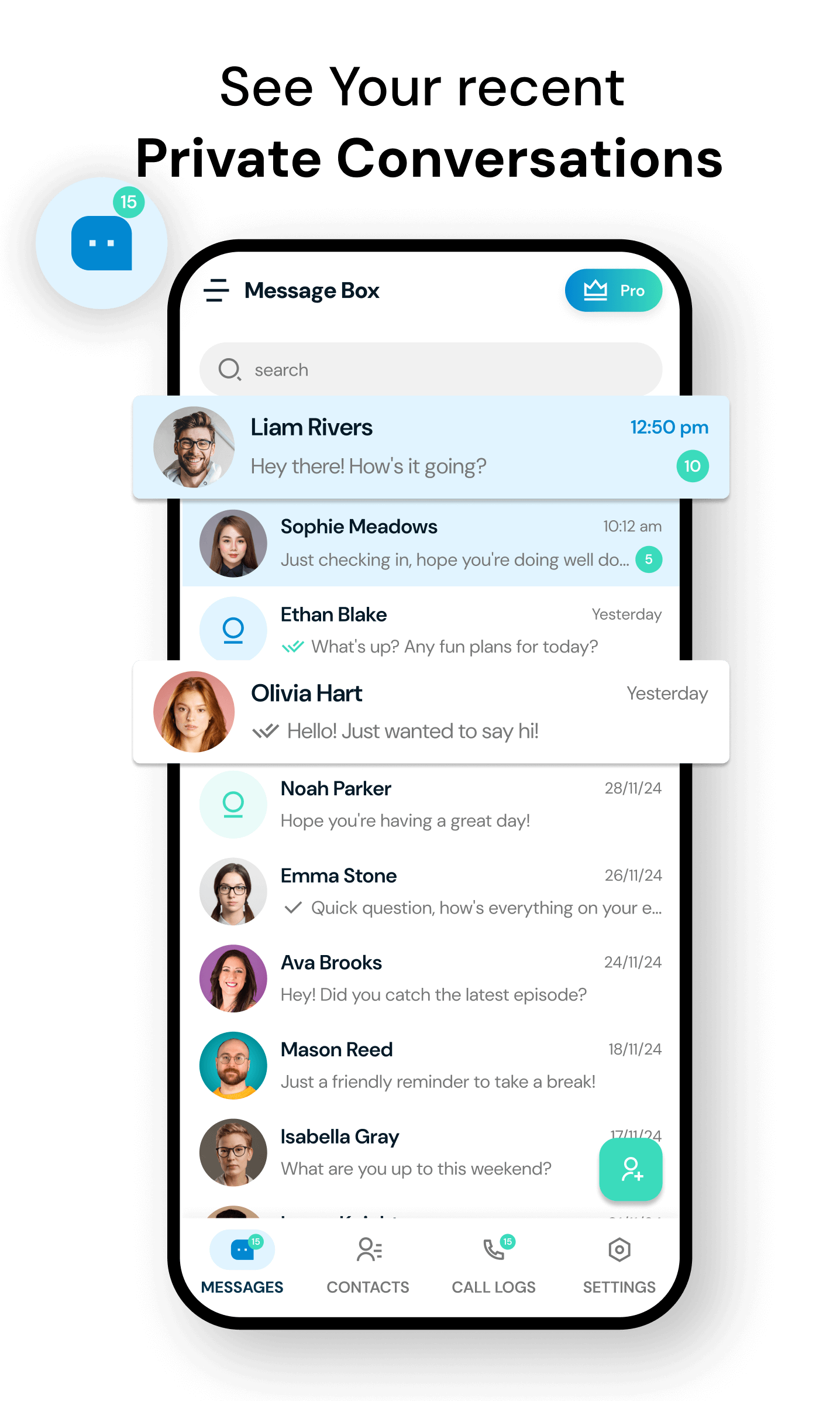 See Your recent Private Conversations